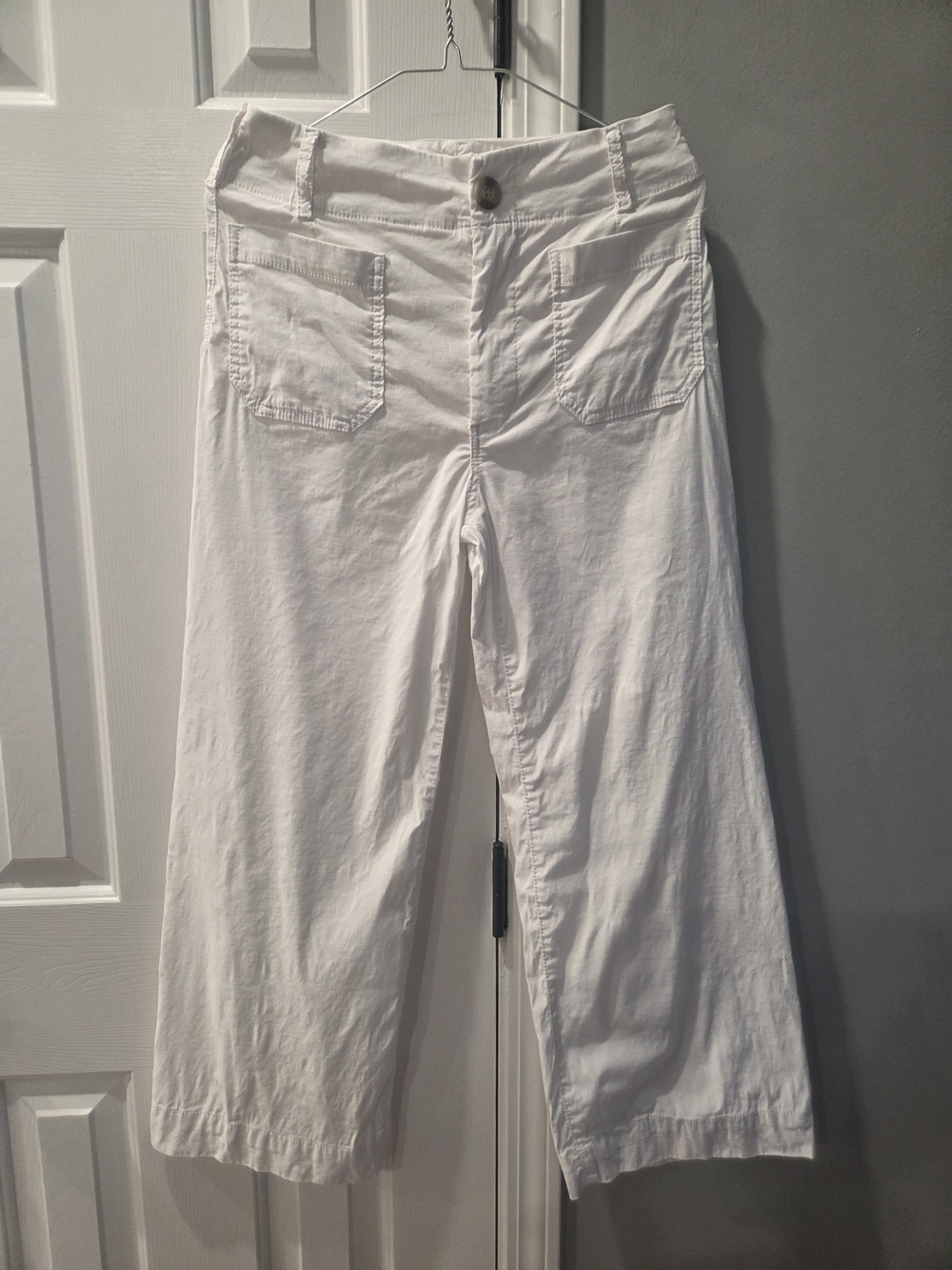 Maeve White Cropped Wide-Leg Jeans